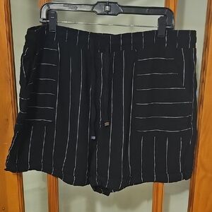 Time and Tru Women's Black Shorts with White Stripes